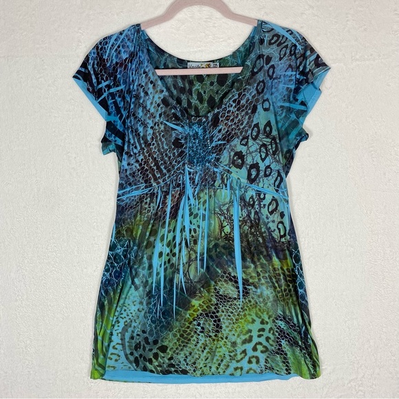 Unity World Wear‎ Dress/Top Womens Size PM Paisley Studded - Picture 1 of 8